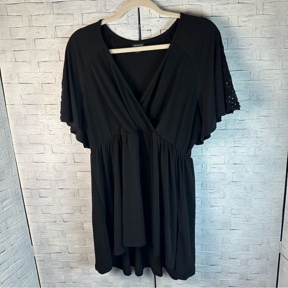 Torrid Black Short Flutter Sleeve With Least Deta… - image 1